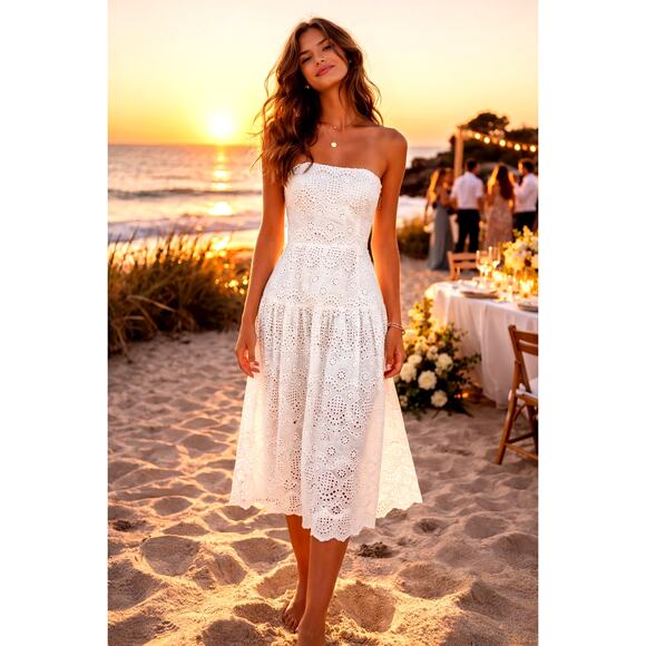 St Roche Benedict Removable Straps Eyelet Detail Dress Vanilla 2